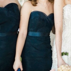 Formal Strapless Lace Navy Blue Short Dress Size 0